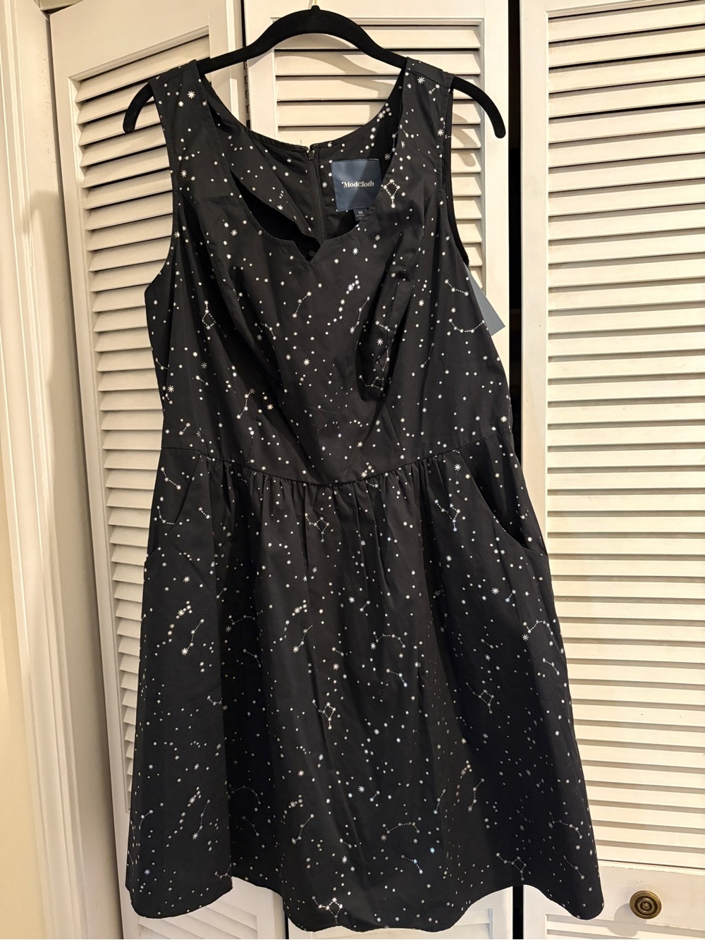 ModCloth Black Dress with White Starry Constellation Print